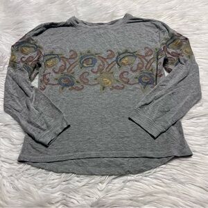 Sundance Gray Long Sleeve Top with Multicolor Pattern